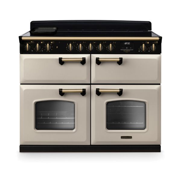 Rangemaster 18388 Classic Deluxe BC 110 Induction Range Cooker in Pale Cream with Antique Brass Trim - CLDLB110EIPPCR/AB1