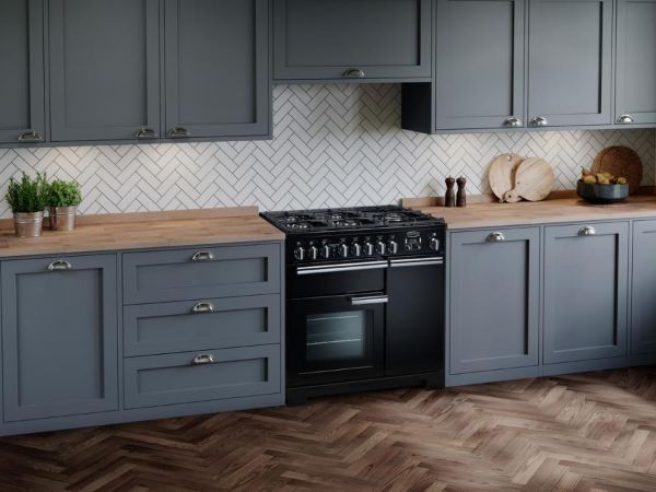 Rangemaster 126090 Professional Deluxe 100 Dual Fuel Range Cooker in Charcoal Black with Chrome Trim - PDL100DFFCB/C