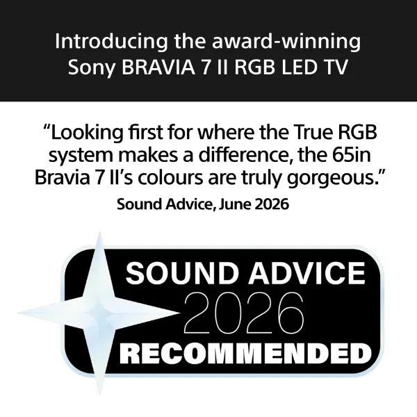 Sony K65XR75M2B.UKA 65" Sony BRAVIA 7 II True RGB LED 4K Google TV with AI XR Processor - Black_sound advice
