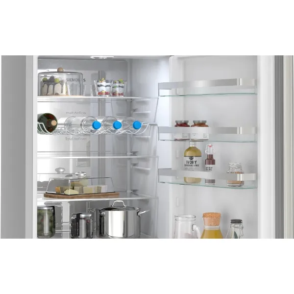 Siemens KG39NVIBG, Free-standing fridge-freezer with freezer at bottom Stainless steel_open