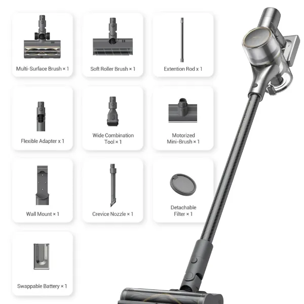 Dreame DRMVTV97A R20 Cordless Stick Vacuum - 90 Minutes Run Time - Grey_features
