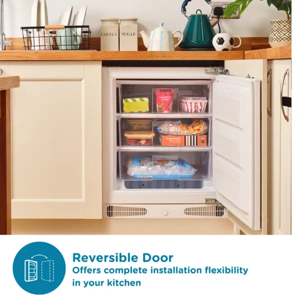 Sensis RFUCBI01Z54EW 59.5cm Integrated Static Undercounter Freezer - White_reversible door