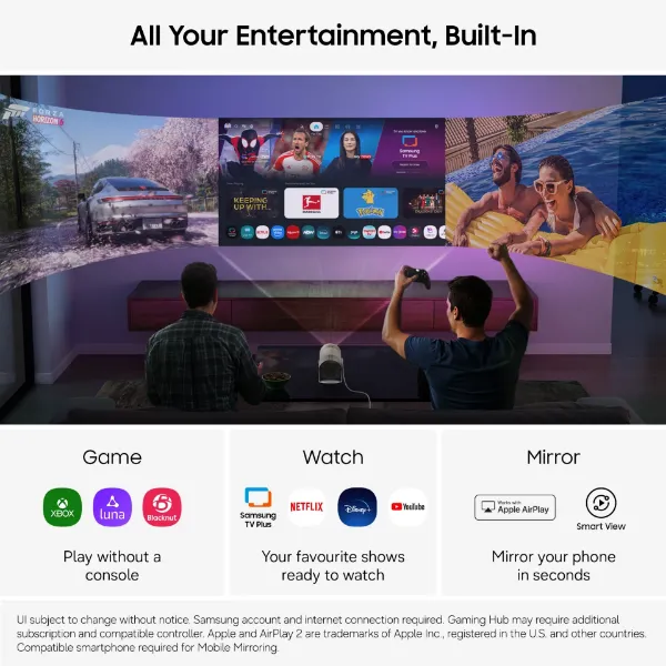 Samsung SP-LFF3HLAXXXU Freestyle+ Full HD Portable Projector - Cloud White_entertainment