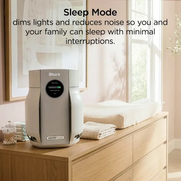 Shark HP062UK BreatheClear Compact Air Purifier with NeverChange6 - Dove_sleep mode