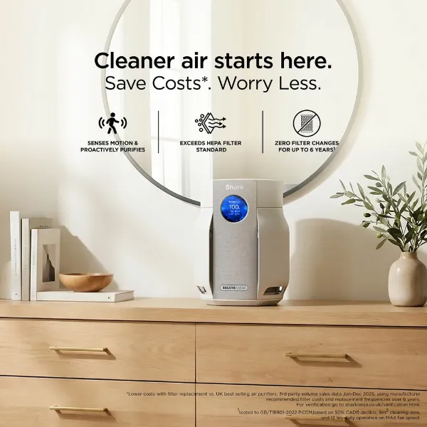 Shark HP062UK BreatheClear Compact Air Purifier with NeverChange6 - Dove_cleaner air