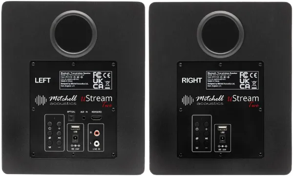 Mitchell Acoustics UStream Two Active stereo wireless Speakers - Black_back
