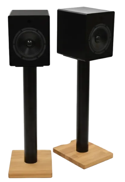 Mitchell Acoustics 7020200 uStream Speaker Floor Stands - Black_angled view