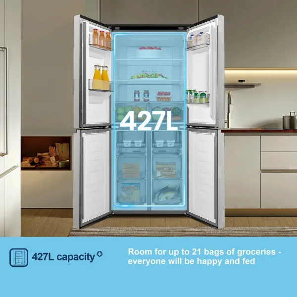 Fridgemaster MQ79395ES 79.4cm 65/35 Total No Frost American Fridge Freezer - Silver_capacity