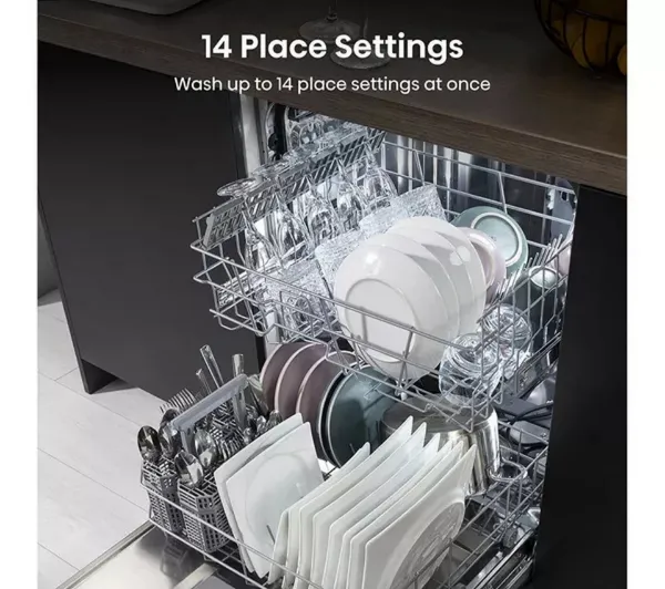 Hisense HS642D90XUK Dishwasher - Stainless Steel - 14 Place Settings_14 place