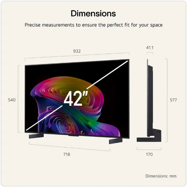 LG OLED42C66LB.AEK 42" 4K OLED Smart TV_dimensions
