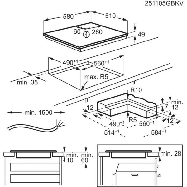 AEG OIO64B00IB 6000 Bridge Induction Hob 60cm