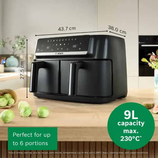 Bosch MAFD440B1G Series 4 Double Drawer Air Fryer Black_9l