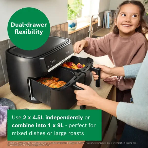 Bosch MAFD440B1G Series 4 Double Drawer Air Fryer Black_dual