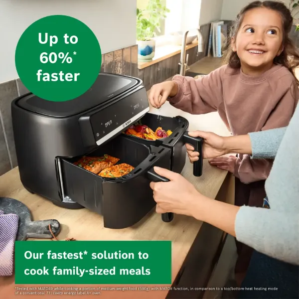 Bosch MAFD440B7G Series 4 Double Drawer Air Fryer Black_fast